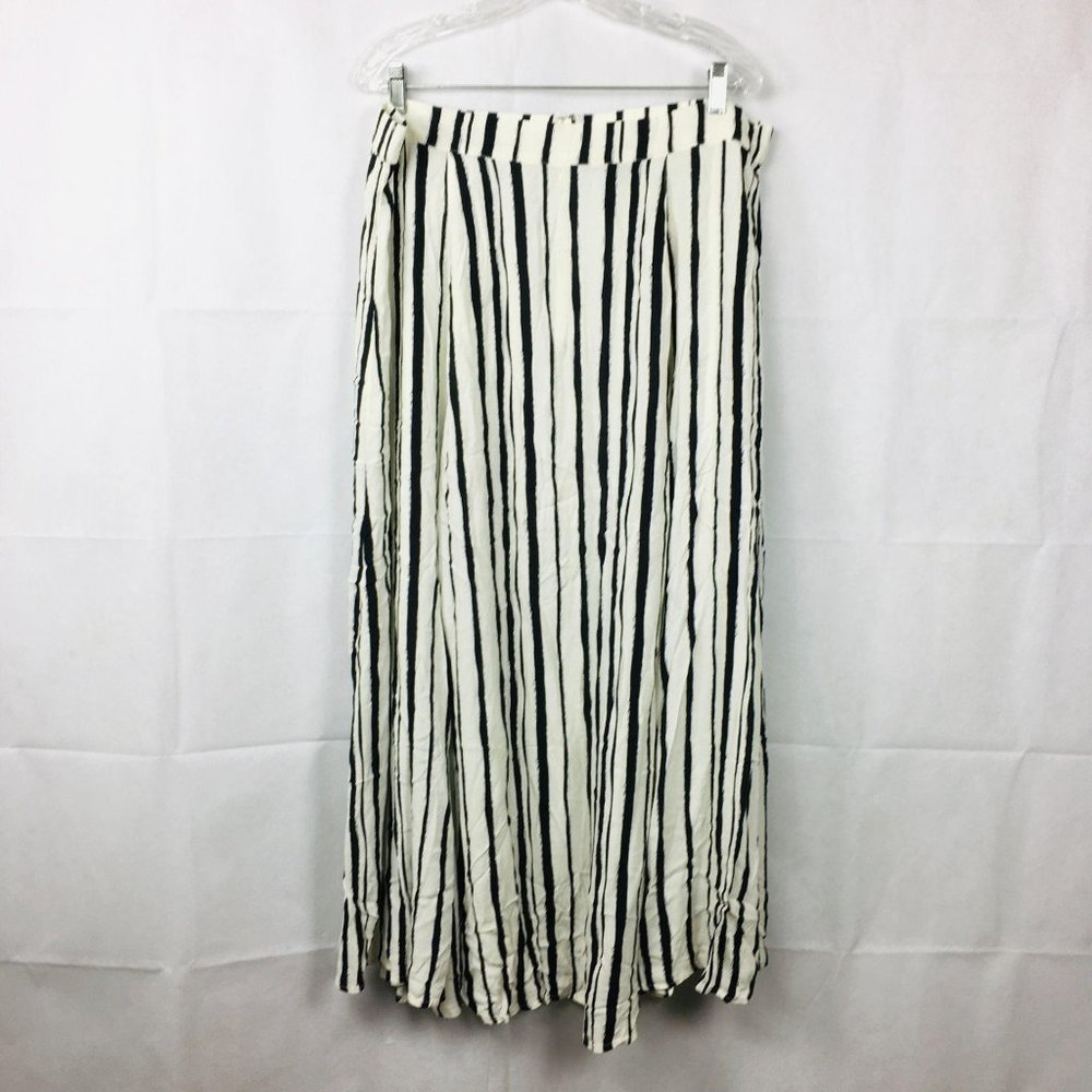 Eloquii Cream Black Stripe Maxi Skirt Sz 18 New